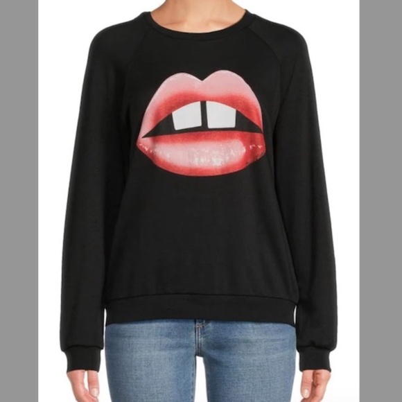 Lauren Moshi Lips Oversized Crewneck Sweatshirt Size XS - Picture 3 of 11